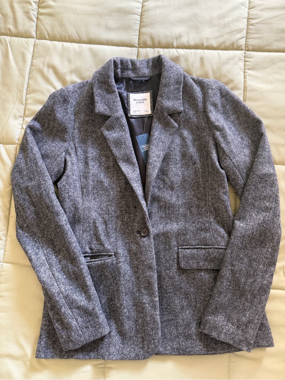 Abercrombie & Fitch Gray Tweed Single-Button Blazer